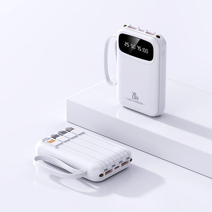 3C certified built-in power bank with built-in cable, 20,000mAh large capacity compact power bank, custom wholesale gifts