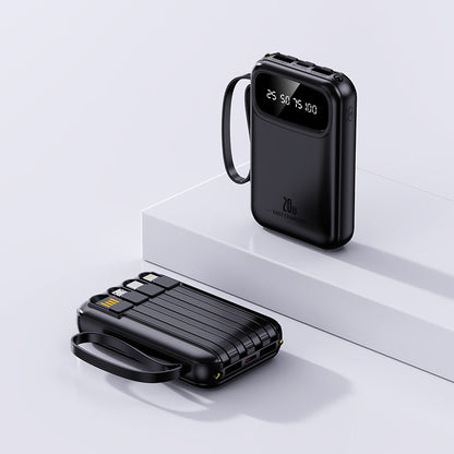 3C certified built-in power bank with built-in cable, 20,000mAh large capacity compact power bank, custom wholesale gifts